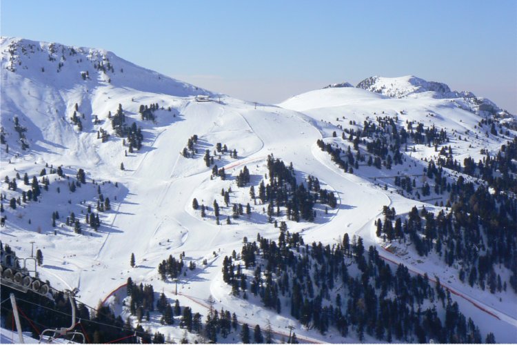Das Skigebiet Pampeago in Tesero